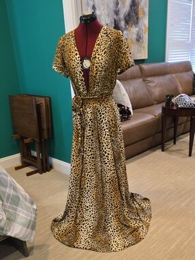 Melissa Odabash Leopard Print Wrap Maxi Dress - Tan & Black, Size M